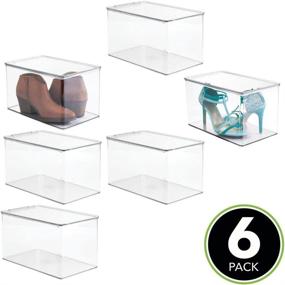 img 3 attached to MDesign Stackable Closet Plastic Storage Storage & Home Organization