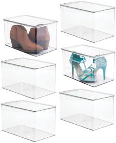 img 4 attached to MDesign Stackable Closet Plastic Storage Storage & Home Organization