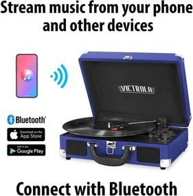 img 3 attached to 🎵 Vintage 3-Speed Bluetooth Portable Suitcase Record Player with Built-in Speakers, Upgraded Turntable Audio Sound, Includes Extra Stylus - Cobalt Blue (VSC-550BT-COB)