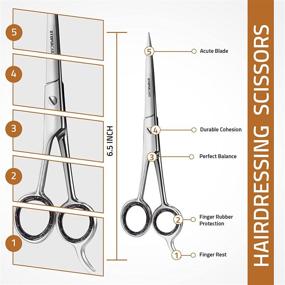 img 3 attached to Silver Professional Barber Hair Cutting Scissors/Shears