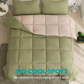 img 1 attached to 🛏️ Cobnom Light Tan/Moss Green Reversible Comforter Set - Ultra-Soft & All-Season Down Alternative Comfort