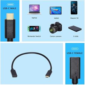 img 1 attached to 💨 YAODHAOD Короткий кабель USB C - Быстрая зарядка, вывод видео 4K, синхронизация данных 10 Гбит/с - 1 фут Мужчина к Женщине