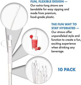 img 1 attached to 🥤 Pivit Jumbo Reusable Bendable Drinking Straws with Slip-On Caps, 11-inch, 10 Pack - Ideal for Large Hospital Mugs & Water Bottles - Long, Flexible & BPA Free Plastic Straws