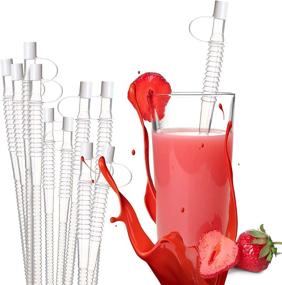 img 4 attached to 🥤 Pivit Jumbo Reusable Bendable Drinking Straws with Slip-On Caps, 11-inch, 10 Pack - Ideal for Large Hospital Mugs & Water Bottles - Long, Flexible & BPA Free Plastic Straws