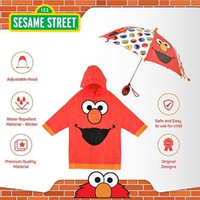 img 1 attached to 🌂 Sesame Street Kids Umbrella and Slicker Set with Elmo Design, Perfect for Toddlers (Ages 2-5)
