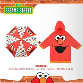 img 2 attached to 🌂 Sesame Street Kids Umbrella and Slicker Set with Elmo Design, Perfect for Toddlers (Ages 2-5)