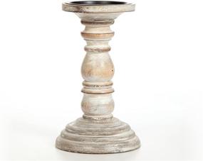 img 2 attached to Hosley 8 Inch High Wood Candle Holder - Distressed Finish Pillar Wax & Flameless Candleholder for Wedding, Home Spa, Reiki, Aromatherapy, Candle Gardens | Perfect Gift Idea (O4)
