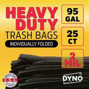 img 1 attached to 🗑️ 25-Count 95 Gallon 2 Mil Black Trash Bags - Individually Folded - Large Trash Bags for 96 Gallon Trash Cans - 61W x 68L
