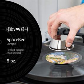 img 3 attached to 🔘 Hudson Hi-Fi SpaceBen Стабилизатор для виниловых пластинок: прочный стабилизатор LP из хрома с защитной кожаной накладкой - вес 8 унций - подходит для любого проигрывателя виниловых пластинок - стильный и эффективный.