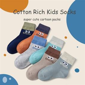 img 3 attached to Colorful Kids Cotton Crew Socks with Seamless Toe - Boys Quarter Socks