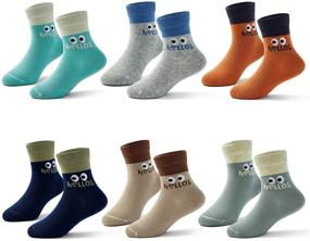 img 4 attached to Colorful Kids Cotton Crew Socks with Seamless Toe - Boys Quarter Socks