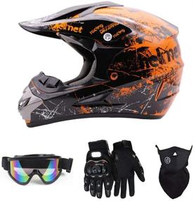 img 4 attached to 🏍️ SanQing Motocross Helmet Fashion Youth Adult Dirt Bike Helmet Unisex-Adult Dirt Bike Off-Road Mountain Bike Motorcycle Helmet DOT Approved (Gloves Goggles Face Shield) 4Pcs Set: Ultimate Safety and Style Package for Dirt Bike Enthusiasts