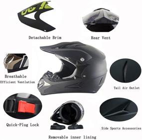 img 2 attached to 🏍️ SanQing Motocross Helmet Fashion Youth Adult Dirt Bike Helmet Unisex-Adult Dirt Bike Off-Road Mountain Bike Motorcycle Helmet DOT Approved (Gloves Goggles Face Shield) 4Pcs Set: Ultimate Safety and Style Package for Dirt Bike Enthusiasts