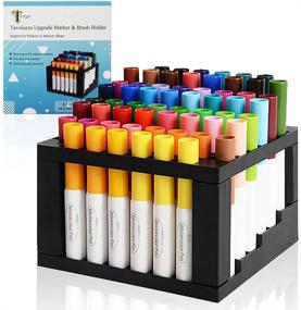 img 4 attached to 🖌️ Tavolozza 60 Hole Multi-Level Plastic Pencil & Brush Marker Organizer: Perfect Holder for Pens, Pencils, Brushes, and Markers
