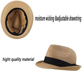 img 3 attached to Straw Short Fedora Floppy Summer Beach Girls Trilby Hat Boys' Accessories