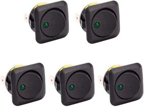 img 4 attached to 🚦 ESUPPORT 25mm Car Boat Round Dot Green LED Light Rocker Toggle Switch 12V 25A - Pack of 5: Dash Board ON Off Switch for Enhanced Control