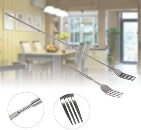 img 3 attached to 🍴 Extendable BBQ Telescopic Dinner Fork - Ideal for Fruits, Desserts, and Long Handle Cutlery - Extends up to 25 Inches