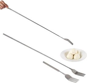 img 2 attached to 🍴 Extendable BBQ Telescopic Dinner Fork - Ideal for Fruits, Desserts, and Long Handle Cutlery - Extends up to 25 Inches