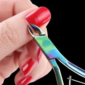 img 3 attached to 💅 Professional Rainbow Nail Cuticle Trimmer Tool with Cuticle Pushers - Stainless Steel Cutter Clipper for Fingernails and Toenails - Durable Pedicure Manicure Kit