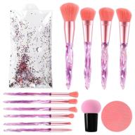 💎 premium synthetic makeup brushes set - 10pcs for foundation, blending, powder, concealers, eye shadows - diamond crystal makeup brush in pink logo