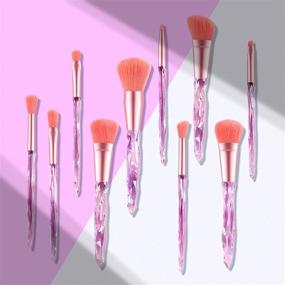 img 3 attached to 💎 Premium Synthetic Makeup Brushes Set - 10PCs for Foundation, Blending, Powder, Concealers, Eye Shadows - Diamond Crystal Makeup Brush in Pink