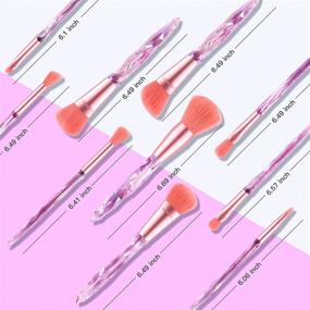 img 2 attached to 💎 Premium Synthetic Makeup Brushes Set - 10PCs for Foundation, Blending, Powder, Concealers, Eye Shadows - Diamond Crystal Makeup Brush in Pink