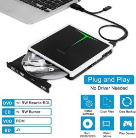 img 3 attached to 📀 Guamar External Bluray DVD Drive: USB 3.0 & Type-C Slim Portable Writer for Mac/PC - Supports SD/TF Card Reader