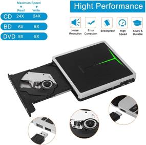 img 1 attached to 📀 Guamar External Bluray DVD Drive: USB 3.0 & Type-C Slim Portable Writer for Mac/PC - Supports SD/TF Card Reader