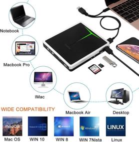 img 2 attached to 📀 Guamar External Bluray DVD Drive: USB 3.0 & Type-C Slim Portable Writer for Mac/PC - Supports SD/TF Card Reader