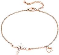 🎁 nanmuc handmade dainty anklet: rose gold plated with anchor, butterfly, cross, heartbeat beads - adjustable foot chain for stylish women: a perfect girlfriend, friendship gift logo