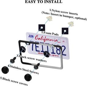 img 1 attached to 🔩 Набор винтов для крепления автомобильных номерных рамок и крышек автомобильных номеров LivTee из нержавеющей стали премиум-класса (черная цинковая плита) для автомобилей и грузовиков - 4 комплекта