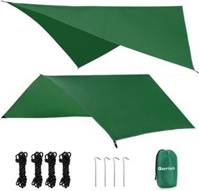 img 4 attached to Stay Dry & Adventurous with Gorich 10 X 10 Waterproof Camping Hammock Rain Fly Hammock Camping Tarp - Your Ideal Hammock Tent Rain Cover, Complete with Stakes, Ropes, and Tensioners!