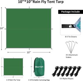 img 3 attached to Stay Dry & Adventurous with Gorich 10 X 10 Waterproof Camping Hammock Rain Fly Hammock Camping Tarp - Your Ideal Hammock Tent Rain Cover, Complete with Stakes, Ropes, and Tensioners!