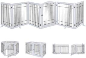 img 4 attached to 🐾 Unipaws 6 Panels Extra Wide Freestanding Walk Through Dog Gate: Pet Playpen with Foldable Stairs Barrier for Dogs and Cats - Indoor Use Only