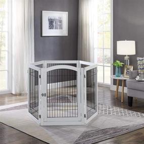 img 3 attached to 🐾 Unipaws 6 Panels Extra Wide Freestanding Walk Through Dog Gate: Pet Playpen with Foldable Stairs Barrier for Dogs and Cats - Indoor Use Only