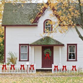 img 1 attached to 🎁 Set of 10 Large Velvet Look Red Christmas Bows (8x12 inches) - Ideal for Wreath, Christmas Tree, Indoor, and Outdoor Decorations - Waterproof