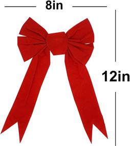 img 2 attached to 🎁 Set of 10 Large Velvet Look Red Christmas Bows (8x12 inches) - Ideal for Wreath, Christmas Tree, Indoor, and Outdoor Decorations - Waterproof