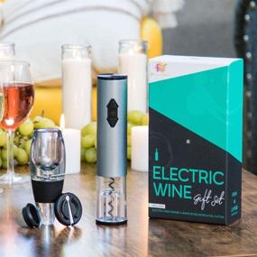 img 3 attached to Inevitable Reality Electric Wine Opener Gift Set: Hassle-Free Wine Bottle Opener with Foil Cutter, Aerator Decanter, Cordless Electric Corkscrew