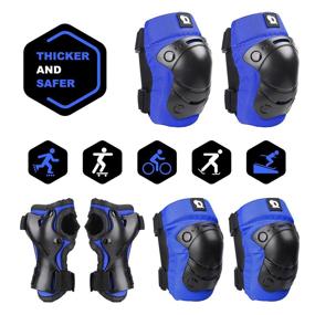 img 4 attached to 🛹 DaCool Kids Knee Pad Elbow Pads Wrist Guards for 3~8 years Thicker Safer Toddler Protective Gear Set - Skateboard Bike Safety Pads for Skating Cycling Rollerblading Scooter Sports Safety Gear Blue