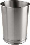 🗑️ mdesign decorative round metal tall trash can wastebasket - stylish garbage container for bathrooms, powder rooms, kitchens, home offices logo