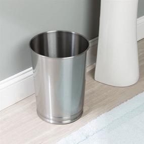 img 3 attached to 🗑️ mDesign Decorative Round Metal Tall Trash Can Wastebasket - Stylish Garbage Container for Bathrooms, Powder Rooms, Kitchens, Home Offices
