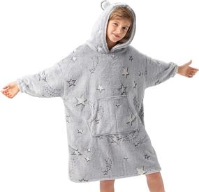 img 4 attached to 🧥 Glow-in-the-Dark Oversized Blanket Hoodie: Cozy Bliss Lightweight Sweatshirt Wearable Blanket with Super Soft Giant Hood Pocket for Kids, Women & Men (Grey, 11-13Y)