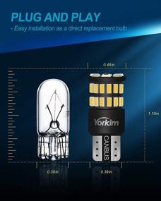 img 2 attached to 🔆 Yorkim 194 LED Bulb, Error-Free 168 T10 LED Replacement Bulb for Car Interior Truck Dome Map Door Courtesy Marker License Plate Lights, 2825 W5W Bulbs in 6000K White (Pack of 4)