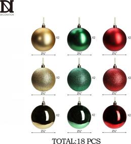 img 3 attached to 🎄 DN DECONATION Christmas Ball Ornaments: 18 Shatterproof Hanging Balls Set for Xmas Tree - Multicolor Decorations for Holiday, Halloween, Wedding Party - Perfect Gift (Red, Green, Gold)