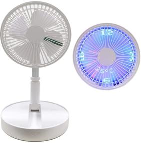 img 4 attached to 🌬️ 8in Portable Desk Fan with Real Time Clock and Temperature Display - SAYTAY 7200mAh USB Rechargeable Battery Operated Foldaway Table Fan, Adjustable Height, 4 Speeds - Ideal for Bedroom Office Outdoor Use