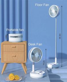 img 2 attached to 🌬️ 8in Portable Desk Fan with Real Time Clock and Temperature Display - SAYTAY 7200mAh USB Rechargeable Battery Operated Foldaway Table Fan, Adjustable Height, 4 Speeds - Ideal for Bedroom Office Outdoor Use