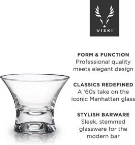 img 2 attached to 🍸 Viski Heavy Base Crystal Manhattan Glasses Set of 2 - Lead-Free, Premium Crystal Clear Glass, 7 oz - Stemmed Martini Cocktail Glasses - Cocktail Glass Gift Set