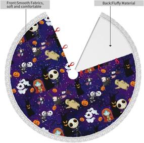 img 1 attached to 🎄 Xinpim Christmas Tree Skirt: Festive Halloween Decorations with Tassel Lace Ghost Pumpkin, Wizard Skull - 48 inch