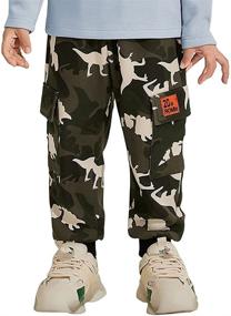 img 3 attached to Mud Kingdom Joggers Camouflage Dinosaur Boys' Clothing