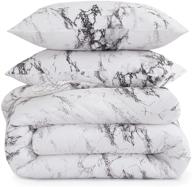 🛌 marble comforter set in gray, grey, black, and white pattern – soft microfiber bedding (3pcs, california king size) by wake in cloud logo